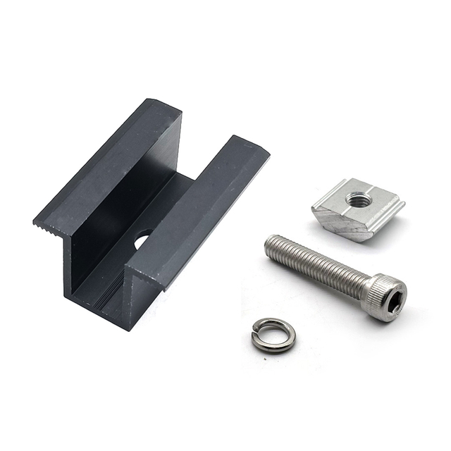 Aluminum Black Solar Panel Bracket Clamp Kit Mid Clamp for Roof Mounting System