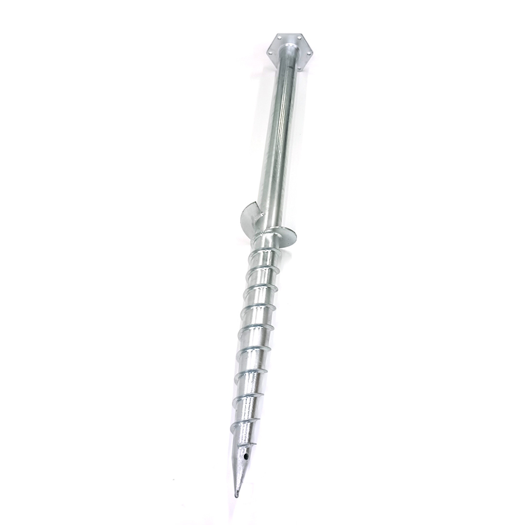 Flange Series Ground Screw Foundation Helical Pile With Spiral Blades For Solar Panel Ground Mounting System